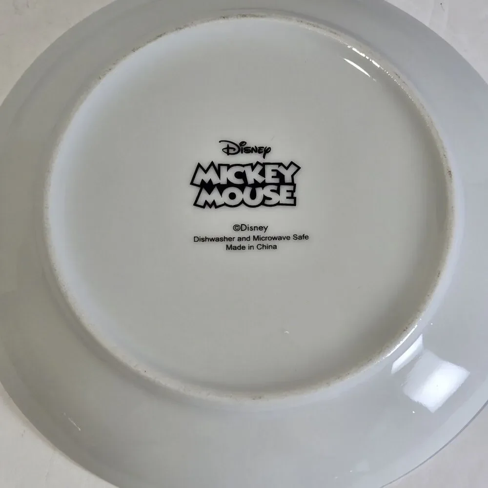 Disney Mickey Christmas Plates Set of 3 Snowman Wreath Sled Ceramic ~8